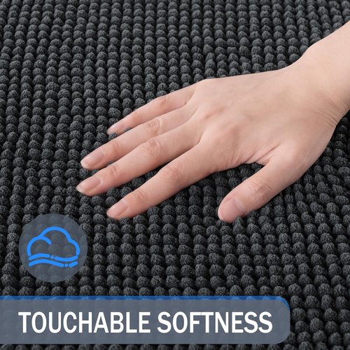 Exclusivo Mezcla Bathroom Rugs - Extra Soft Chenille Mat, Quick Dry & Machine Washable, 24x36, Grey