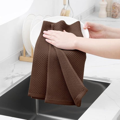 Homaxy Kitchen Dish Towels - Ultra Soft 100% Cotton Waffle Weave | Quick Drying, 13 x 28 Inches, 8-Pack, Coffee