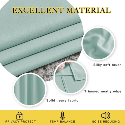 NICETOWN Blackout Curtains for Bedroom - Window Treatment Energy Saving Thermal Insulated Solid Grommet Blackout Drapes for Living Room (Aqua Blue, 1 Pair, 66 by 84-Inch)