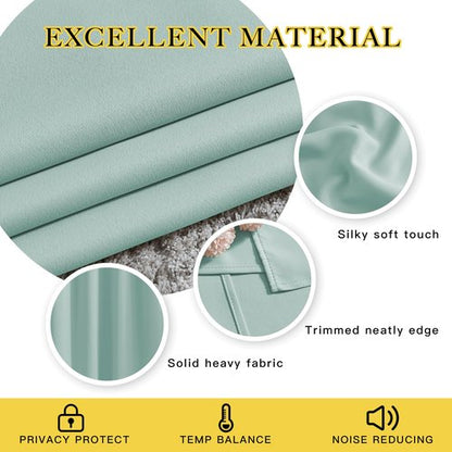 NICETOWN Room Darkening Drapes for Nursery - (52 inches Width by 120 inches Length, Aqua Blue, 1 Pair) Light Blocking Curtain Panels for Bedroom Girl Room, Soft Fabric Window Treatment