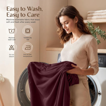 Utopia Bedding Twin Sheet Set - Soft & Breathable Microfiber | 3-Piece Bedding in Burgundy