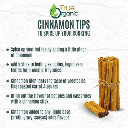 True Organic Ceylon Cinnamon Sticks, 08 ounces, Premium Grade, USDA Organic & Kosher Certified, Non-GMO, Ceylon Cinnamon stick, Pure Ceylon Quality