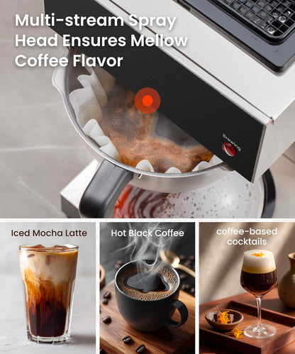 SYBO 12-Cup Commercial Coffee Maker - Pour Over Drip Brewer with 3 Warmers & Stainless Steel Design