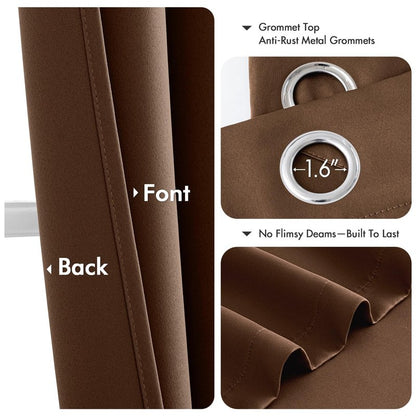 MIULEE Blackout Curtains for Bedroom Living Room 72 Inches Long 2 Panels, Thermal Insulated Room Darkening Drapes Solid Grommet Top Light Blocking Window Curtains W40 x L72 Inch Mocha Brown