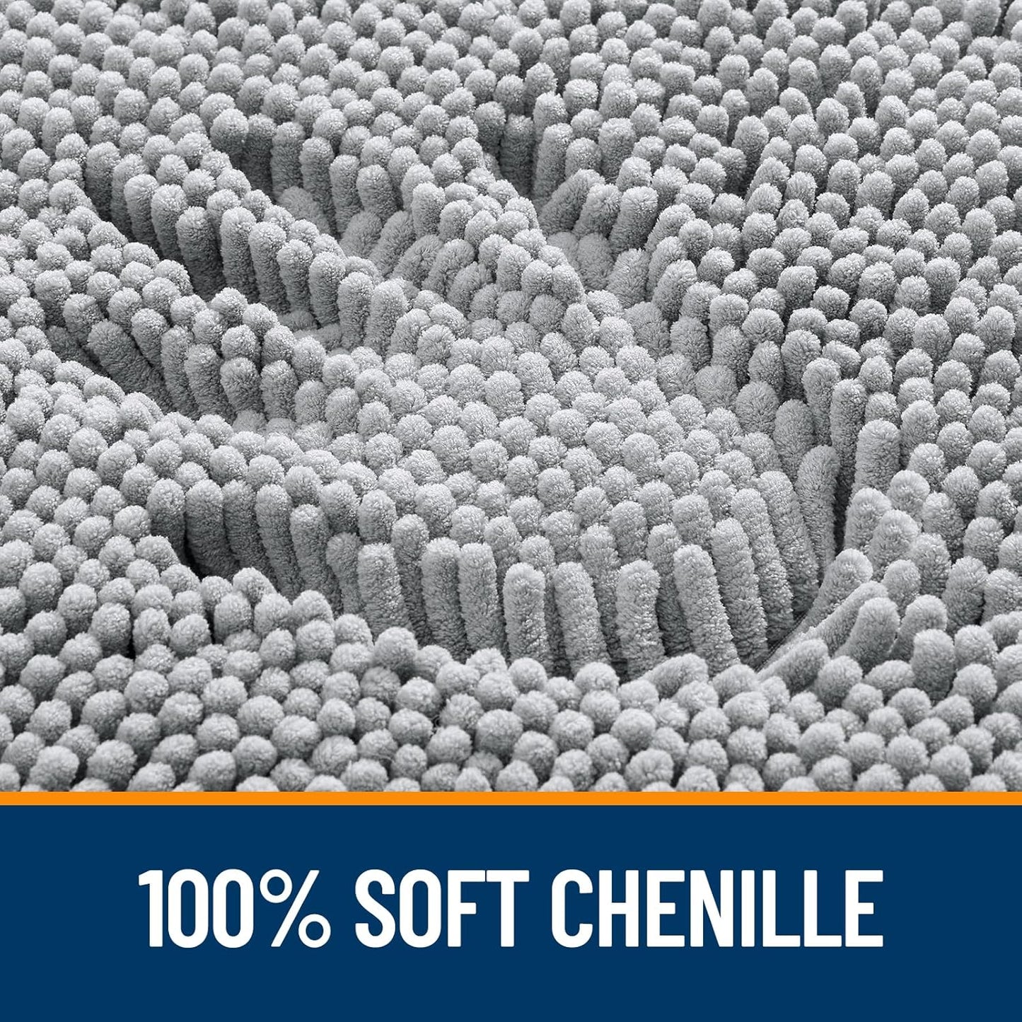 OLANLY Large Chenille Bathroom Rug - Extra Soft & Absorbent | Quick-Dry, Machine Washable, Light Grey 70x46