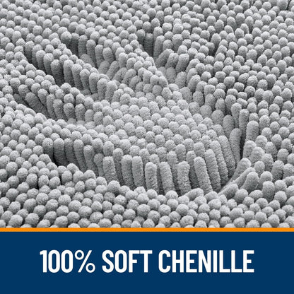 OLANLY Bathroom Runner Rugs - Soft Absorbent Chenille Bath Mats | Quick Dry, Machine Washable, 47x24, Light Grey