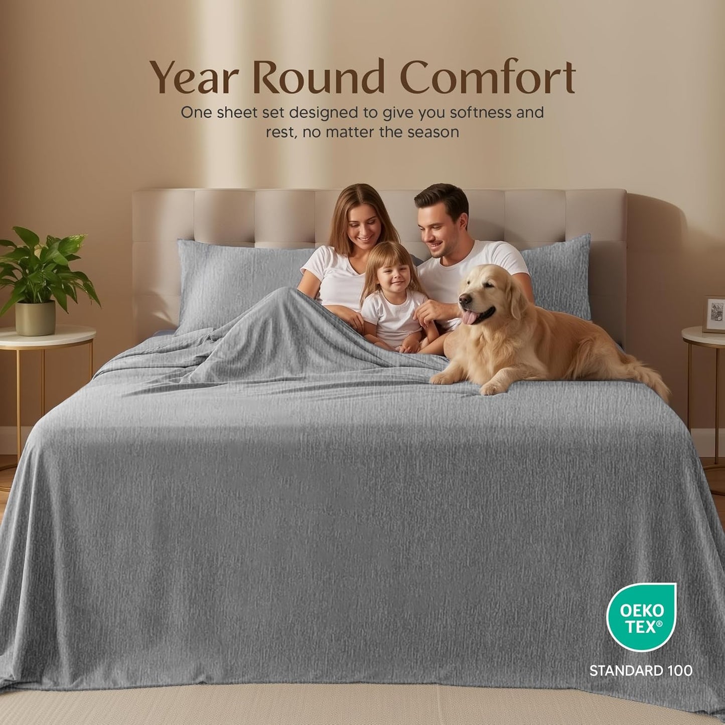 Utopia Bedding King Size Sheet Set - 4-Piece Soft Microfiber Bed Sheets | Oeko-Tex Certified (Heather Grey)