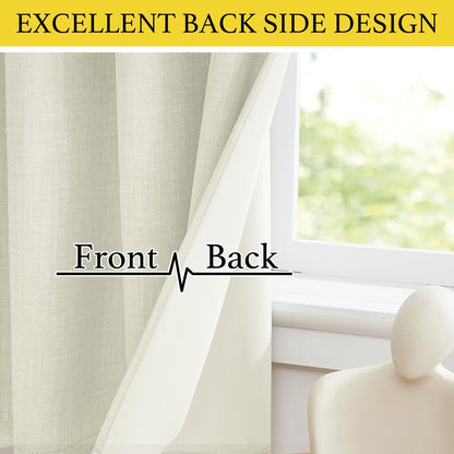 NICETOWN 24 inch Long Blackout Tiers, Farmhouse Grommet Half Window Curtains, Light Block Small Window Valances for Kitchen Cupboard, Covering for Bathroom, W34 x L24, Natural, 2 Panels
