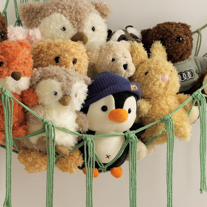 mirolam Stuffed Animal Hammock Corner Net for Toys Storage Hanging Stuff Animal Organizer Holder Matcha Green Room Bedroom Nursery Decor Organization
