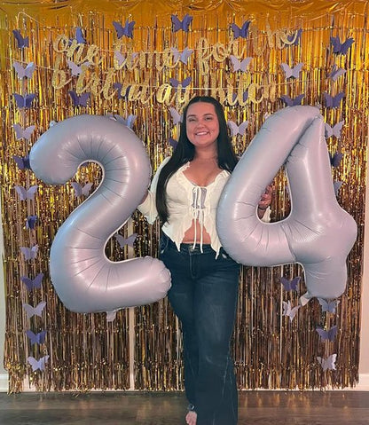 40 Inch Large Number Balloons by [Brand Name] - Cream Purple 4 Balloons for Birthday & Graduation Celebrations
