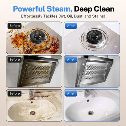ODSD Steam Cleaner - Handheld 3-Level Adjustable Steamer for Home & Car | 15s Heat-Up, 1.6L Tank, 15 Accessories