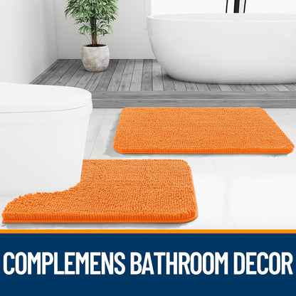 OLANLY Large Bathroom Rugs - Extra Soft Chenille Bath Mats | Quick-Dry, Machine Washable, 50x30, Orange