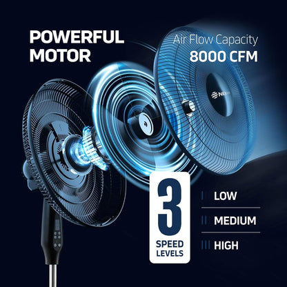 NEXAIR 16-Inch Oscillating Pedestal Fan - Quiet Operation, Remote Control & Adjustable Height | Ideal for Office & Living Room