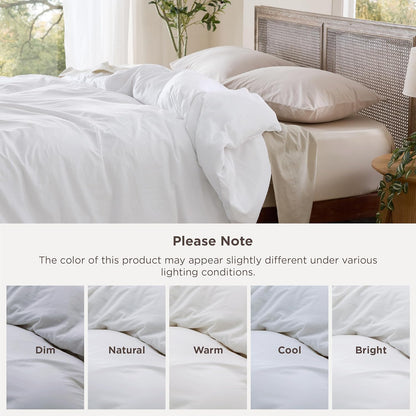 Bedsure Twin Duvet Cover - Soft Prewashed Cotton-Like Polyester Bedding, 68x90 Inches, White