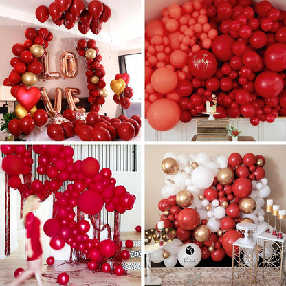 PartyWoo Maroon Balloons - 100 Pcs Dark Red Burgundy Balloon Arch Kit | 5-36 Inch Sizes for Events