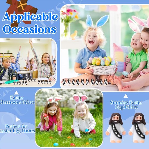 Bememo 100 Pcs Little Jesus Figures - Original Design Pocket Rubber Toys for Easter Gifts & Parties