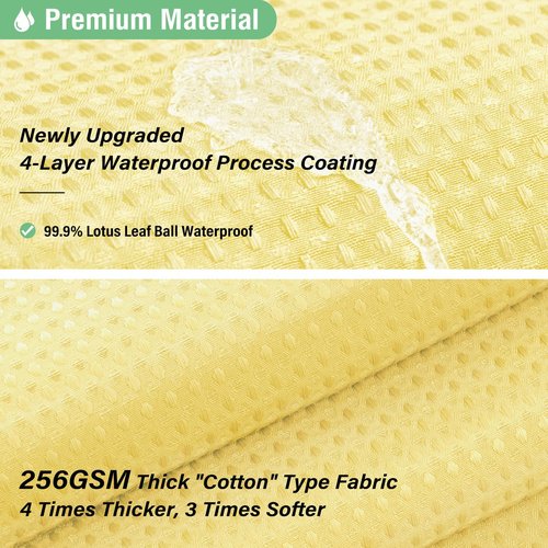 Dynamene Extra Long Shower Curtain - 84 Inch Long Waffle Weave Heavy Duty Fabric Bathroom Shower Curtain, Neutral Weighted Hotel Thick Bath Curtain Set with 12 Plastic Hooks,72x84, Yellow