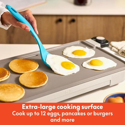 Bella Electric Griddle - 10" x 20" With Warming Tray & EverGood™ Ceramic Nonstick Coating | 1500 Watt, Oatmilk