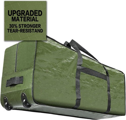 HOMEST Christmas Tree Storage Bag - Zippered, Reinforced Handles & Wheels for 4.5-7 ft Trees | Green