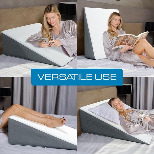 Kolbs Bed Wedge Pillow - Chic Jacquard Cover for Acid Reflux Relief | 12" Height