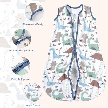 Yoofoss Baby Sleep Sack | 100% Organic Cotton Wearable Blanket for 18-24 Months | 3-Pack, Soft & Lightweight