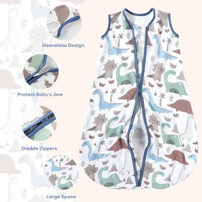 Yoofoss Baby Sleep Sack 12-18 Months Baby Wearable Blanket 100% Organic Cotton 2-Way Zipper TOG 0.5 Toddler Sleeping Sack Lightweight Sleep Sacks for Babies(Large)