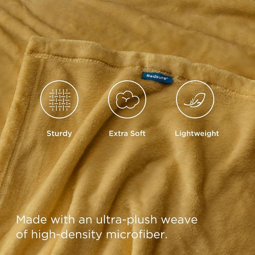 Bedsure GentleSoft Fleece Blanket - Cozy Small Throw for Kids, 43x55 Inches, Gold Color
