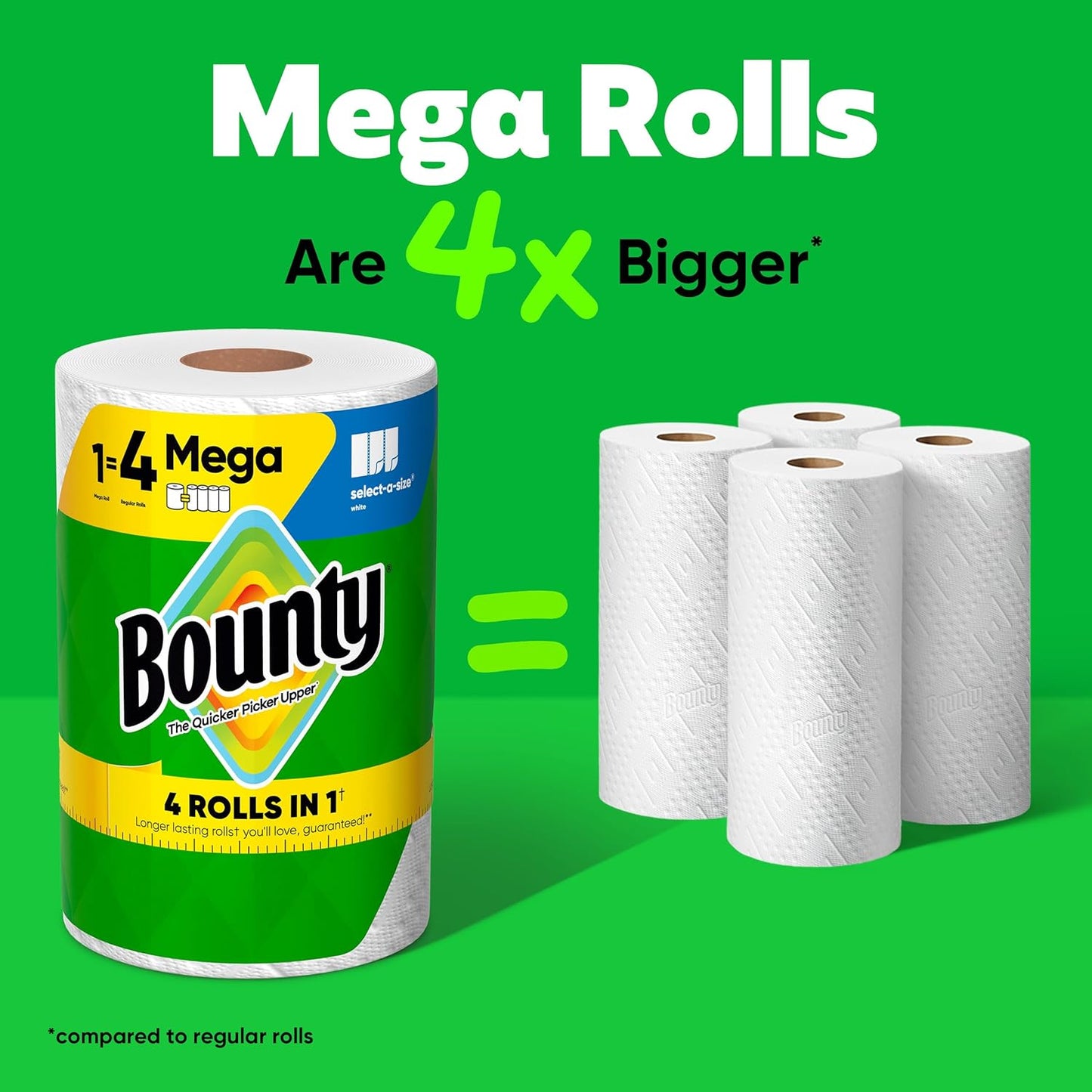 Bounty Select-A-Size Paper Towels - White Mega Rolls for Superior Absorbency | 2 Rolls = 8 Regular Rolls