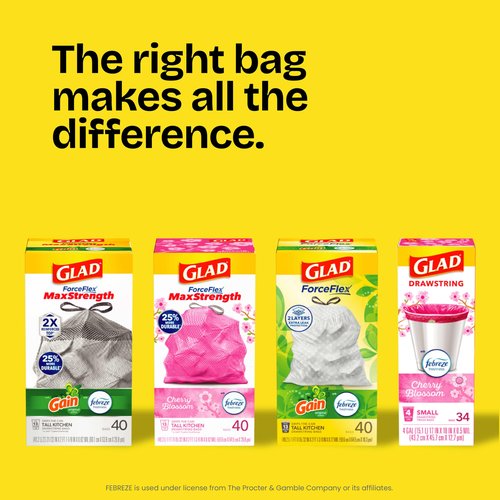 Glad Large 30 Gallon Trash Bags, Unscented Heavy Duty Garbage Bags, Forceflex with Drawstring, 50 Count (Packaging May Vary)