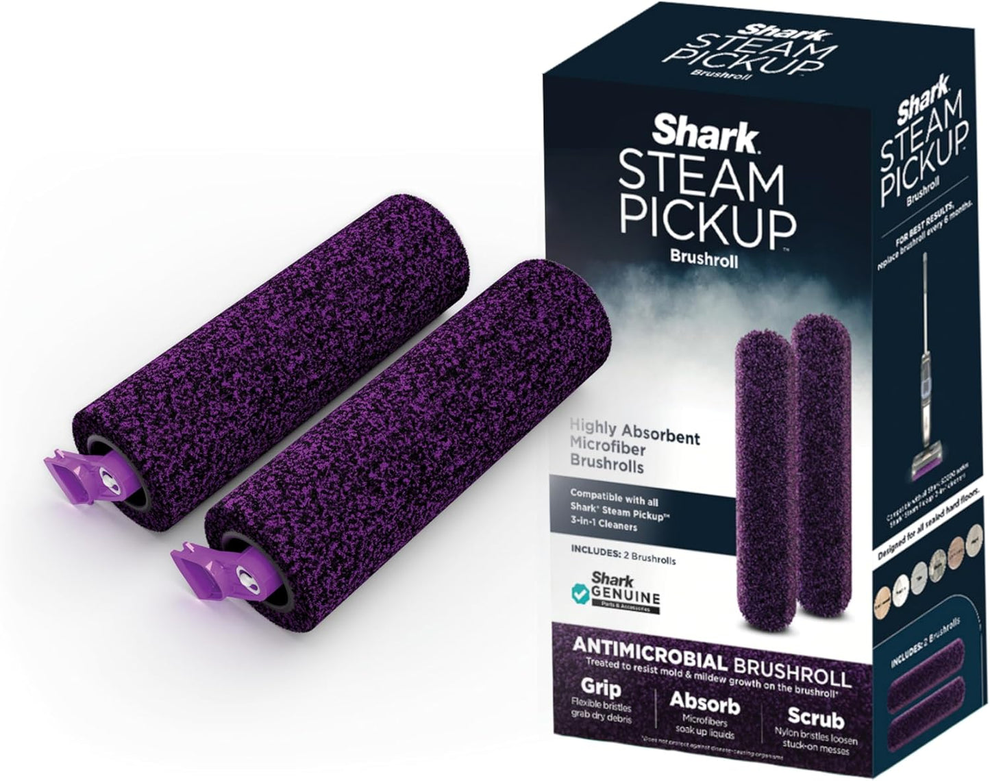 Shark Steam Pickup Brushroll Bundle - 2 Pack Compatible with SD201 3-in-1 Steam Mop