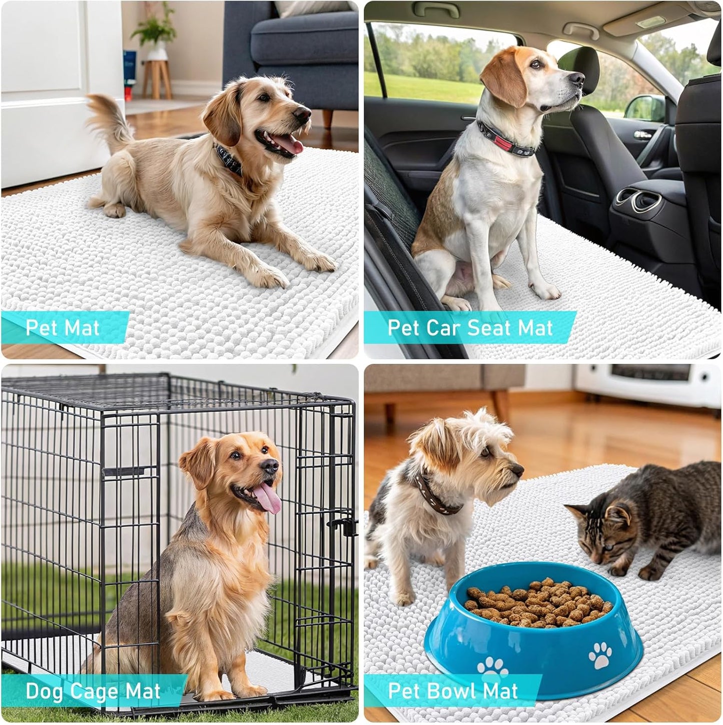 OLANLY Dog Door Mat - Absorbent Non-Slip Washable Doormat for Muddy Paws | 70x24 Inches, White