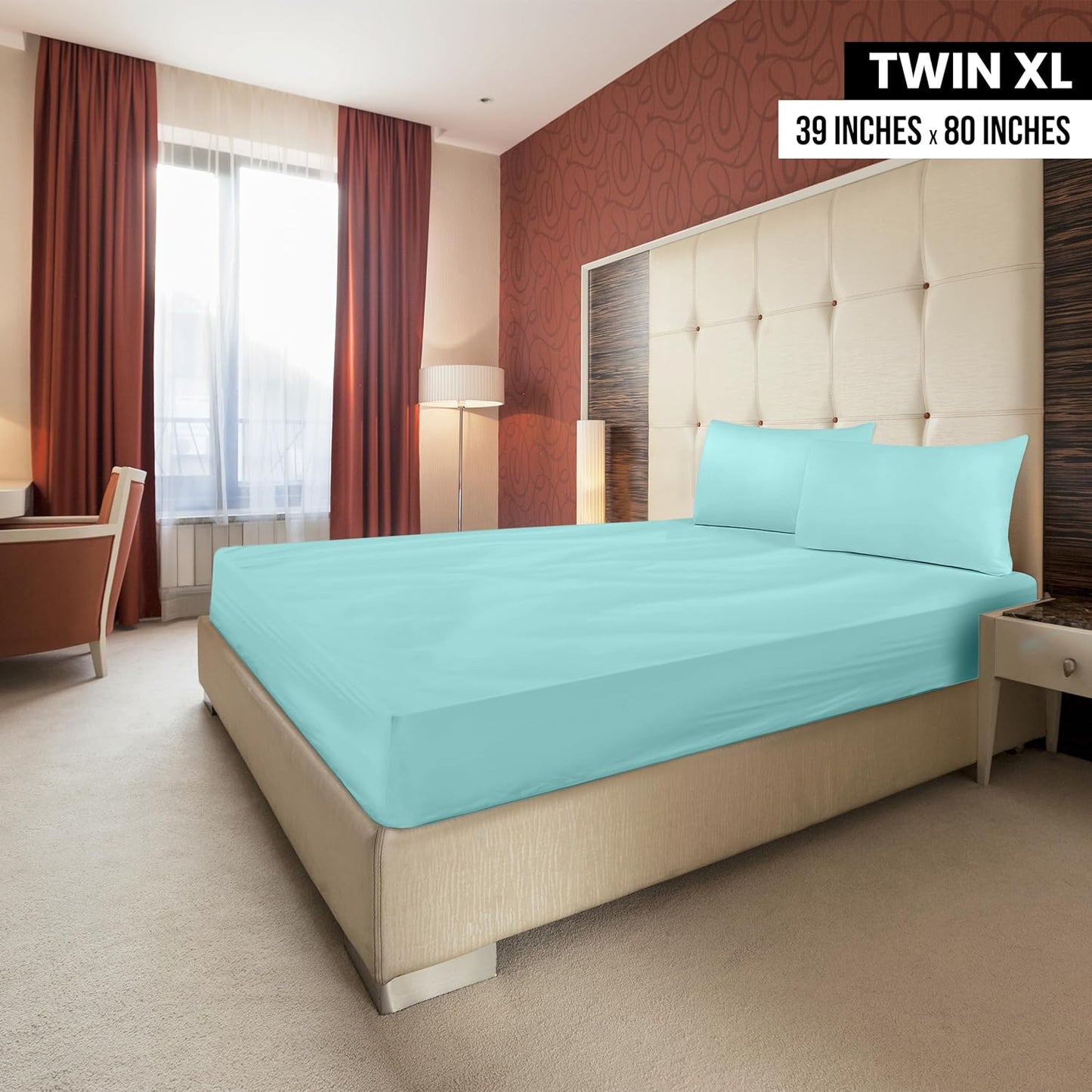Utopia Bedding Twin XL Fitted Sheets - Soft Brushed Microfiber - Deep Pockets - Spa Blue (Pack of 2)