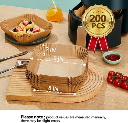 Air Fryer Paper Liner 9 Inch by [Brand Name] - 200PCS Non-Stick & Oil-Proof Baking Parchment