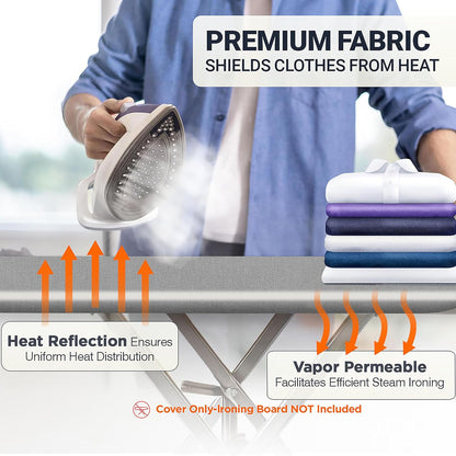 UniSimp Ironing Board Cover - Extra Thick Natural Cotton, Scorch & Stain Resistant | 18"x54" Gray
