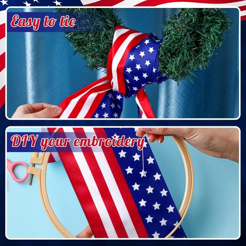 FuWeave Easter Wreath Sash Set - 4 Pcs Satin Spring Decor with Embroidered Monogram | Indoor/Outdoor Use