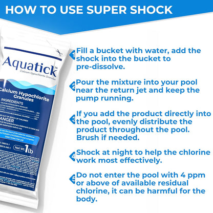 Pro-Grade Chlorine Pool Shock - 68% Cal-Hypo Granular Sanitizer for Crystal Clear Water | 2 x 1lb