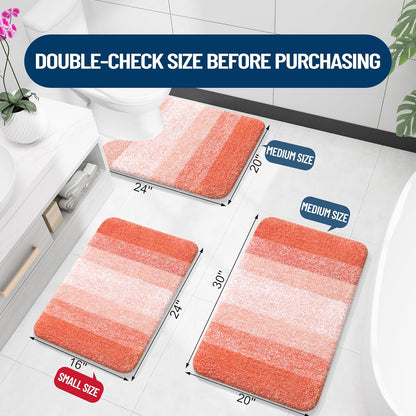 OLANLY Extra Soft Microfiber Bathroom Rug Mat - Quick Dry, Machine Washable, 24x16, Coral Color