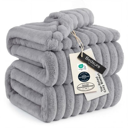 Bedsure GentleSoft California King Size Blanket for Bed - Cozy Soft Blankets for Women, Cute Large Throws for Girls, Light Grey, 102x96 Inches