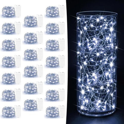 AOZOPE 20 Pack Fairy Lights - Waterproof 7ft LED Mini String Lights for Weddings & Christmas | Cool White