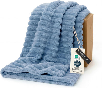 Bedsure GentleSoft Fall Throw Blanket - Cozy Blue Blanket for Couch, Perfect 50x60 Inches Size