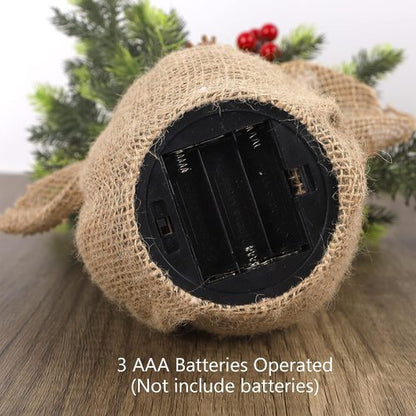 Juegoal 24-Inch Pre-Lit Christmas Pine Tree - Warm White Fairy Lights | Small Tabletop Decor with Burlap Base