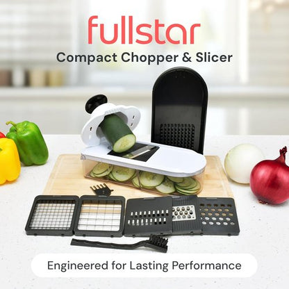 Fullstar Mandoline Slicer - 6-in-1 Vegetable Chopper & Cutter with Container | White/Black Kitchen Essential
