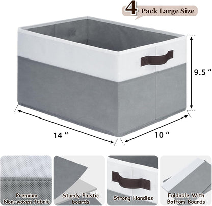 Storage Cube Bins - 11 Inch Size with 4 Large Baskets for Organized Shelving | 8 Pack