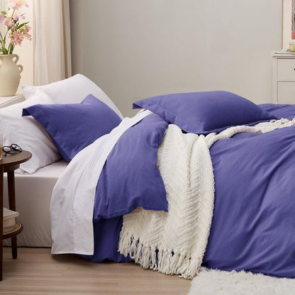 Bedsure Skipper Blue Duvet Cover Set - Extra Soft Cotton-Like Polyester, Full Size 80x90 Inches, 3 Pieces with Zipper Closure & Pillow Shams