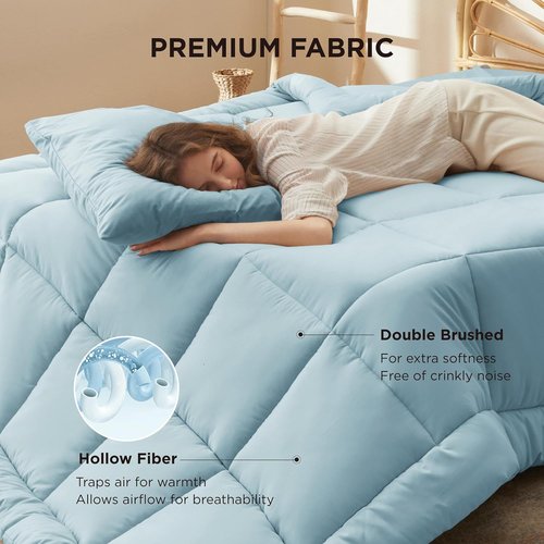 Bedsure Comforter Duvet Insert - All-Season Quilted Down Alternative Bedding, Cal King 96x102", Light Spa Blue