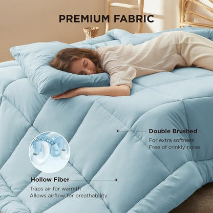 Bedsure Comforter Duvet Insert - All-Season Quilted Down Alternative Bedding, Cal King 96x102", Light Spa Blue