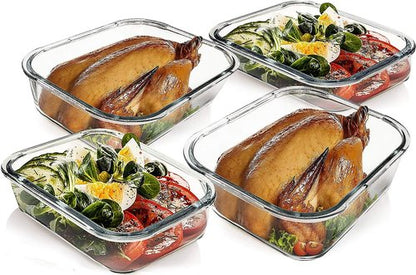 M MCIRCO Extra Large Glass Food Storage Containers Set - 80 oz & 36 oz Airtight, 4 Pack for Baking & Meal Prep