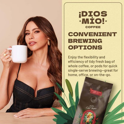 Dios Mio Coffee by Sofia Vergara, Dark Roast, Whole Bean Premium Colombian Coffee, 12 Ounce Bag (Pack of 2)