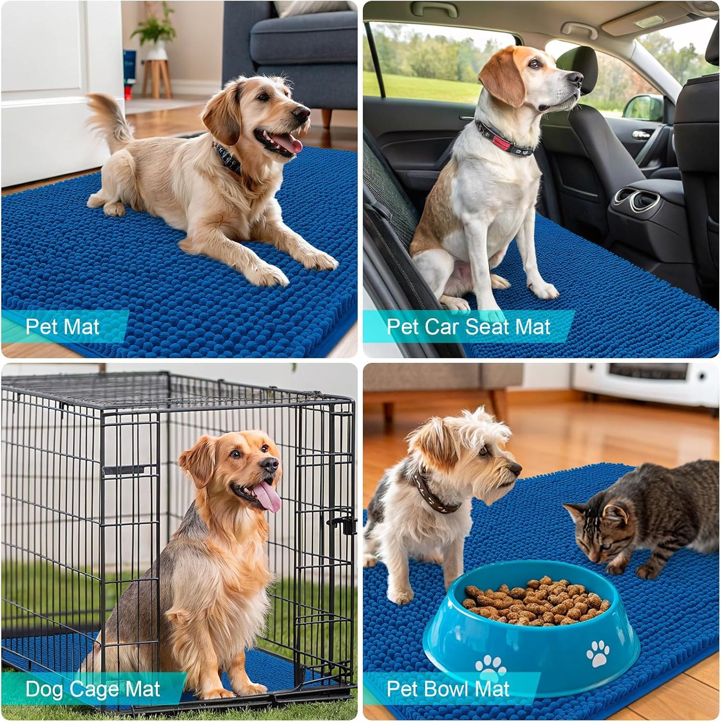 OLANLY Dog Door Mat - Absorbent Non-Slip Washable Doormat for Muddy Paws | 47x32 Deep Navy Blue