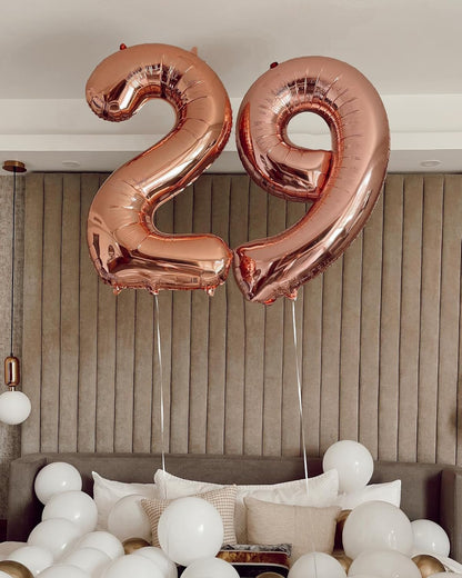Rose Gold Number 4 Balloon - 40 Inch Giant Foil Balloon for 4th Birthday Party Decorations
